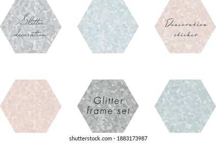 Set of vector material for colorful glitter stickers