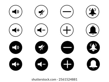 Set of Vector Media Control Buttons, Includes Play, Stop, Volume, Seek, and Repeat.