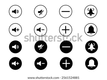 Set of Vector Media Control Buttons, Includes Play, Stop, Volume, Seek, and Repeat.