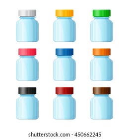 Set of vector medical bottles in flat style
