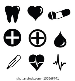 Set of vector medical icons isolated on white background