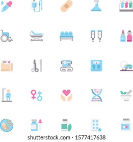Set of vector medical icons and symbols in flat design medicine and health with elements for mobile concepts and web apps. Collection of modern medical and health life infographic logo and pictogram