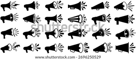 set vector megaphone icon. loudspeaker symbol shouting cheer horn design illustration