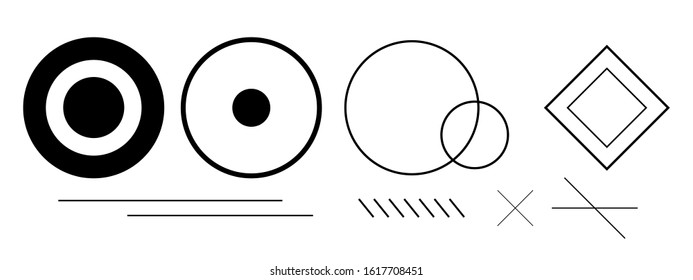 Set of vector memphis style geometric shapes. Trendy graphic elements for your design.