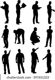 Set of vector men isolated silhouettes