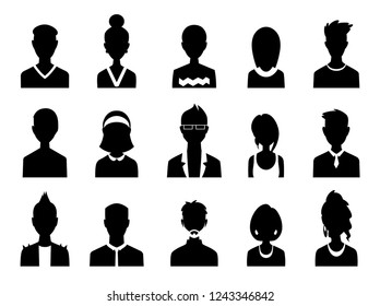 Set of vector men and women with business avatar profile picture. Avatars silhouette