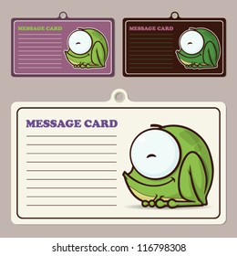 Set of vector message cards with cartoon frog character.