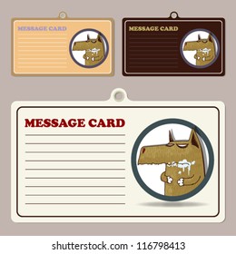 Set of vector message cards with cartoon wolf character.