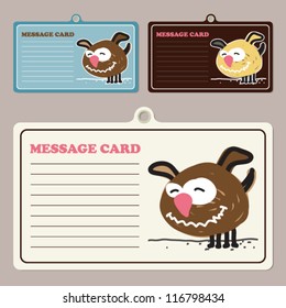 Set of vector message cards with cartoon doggy character.