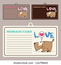 Set of vector message cards with cartoon doggy character.