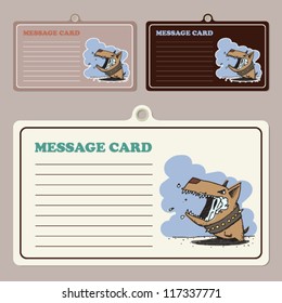Set of vector message cards with cartoon doggy character.