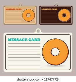 Set of vector message cards with cartoon donuts.