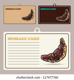 Set of vector message cards with cartoon croissants.