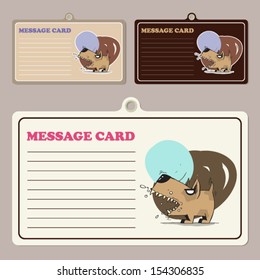 Set of vector message cards with cartoon doggy character.