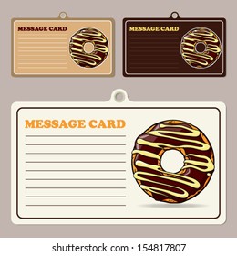 Set of vector message cards with cartoon donuts.