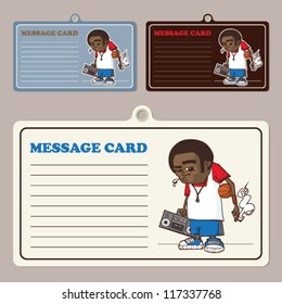 Set of vector message cards with streetball character.