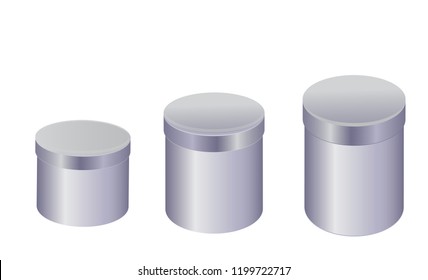 Set of vector metal boxes. Closed boxes