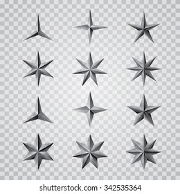 set of vector metal transparent stars