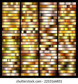 Set of Vector Metallic Gradients - vector palette of golden, brass and bronze tints 
