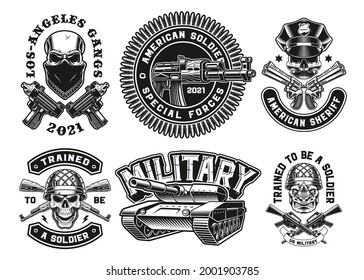 Eine Reihe von militärischen Vektorgrafiken, diese Designs können als T-Shirt-Designs verwendet werden