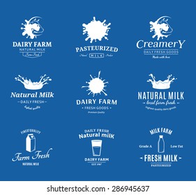 Set Of Vector Milk Logo