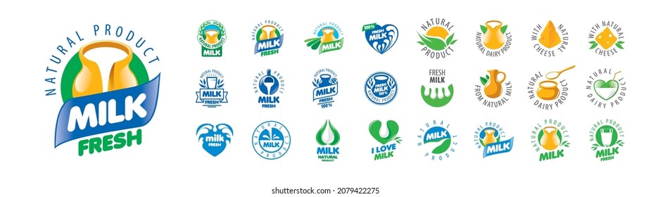 A set of vector Milk logos on a white background