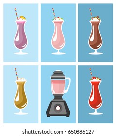 Set of vector milk shakes