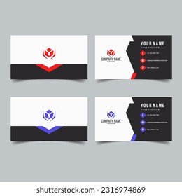 Set of Vector Minimalist and Elegant Business Card Template with Red and Blue Color.