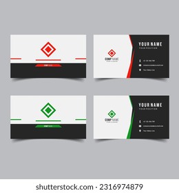 Set of Vector Minimalist and Elegant Business Card Template with Red and Green Color.