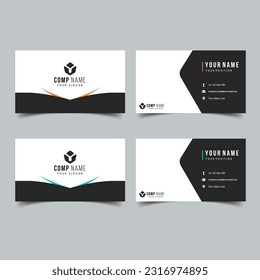 Set of Vector Minimalist and Elegant Business Card Template with Orange and Green Color.