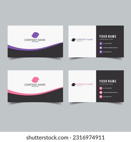 Set of Vector Minimalist and Elegant Business Card Template with Purple and Pink Color.