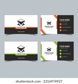 Set of Vector Minimalist and Elegant Business Card Template with Orange and Green Color.