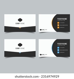 Set of Vector Minimalist and Elegant Business Card Template with Yellow and Blue Color.