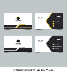 Juego de Vector Minimalista y Elegante Plantilla de Tarjeta de Negocios con Color Dorado y Plata.