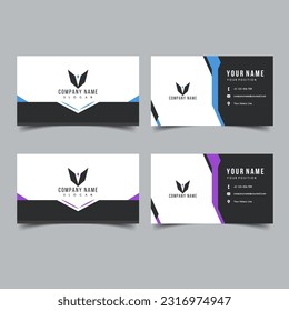 Set of Vector Minimalist and Elegant Business Card Template with Blue and Purple Color.