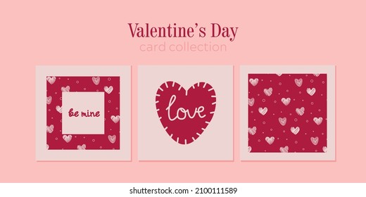 Set of vector minimalistic cards for valentine's day

