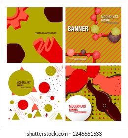 Set of vector minimalistic colorful background. bright trend colors Creative design graphics for posters, sites, printing. Vector line gradient halftone. frame for text Modern Art graphics.