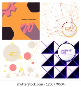 Set of vector minimalistic colorful background. bright trend colors Creative design graphics for posters, sites, printing. Vector line gradient halftone. frame for text Modern Art graphics.