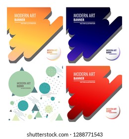 Set of vector minimalistic colorful background. bright trend colors Creative design graphics for posters, sites, printing. Vector line gradient halftone. frame for text Modern Art graphics.