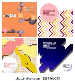 Set of vector minimalistic colorful background. bright trend colors Creative design graphics for posters, sites, printing. Vector line gradient halftone. frame for text Modern Art graphics.