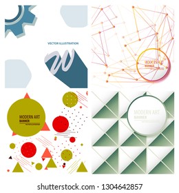 Set of vector minimalistic colorful background. bright trend colors Creative design graphics for posters, sites, printing. Vector line gradient halftone. frame for text Modern Art graphics.