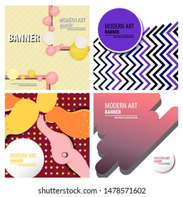 Set of vector minimalistic colorful background. bright trend colors Creative design graphics for posters, sites, printing. Vector line gradient halftone. frame for text Modern Art graphics.