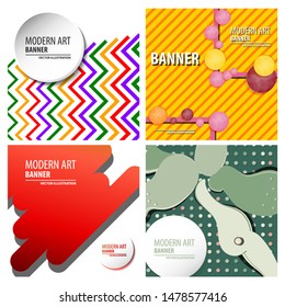 Set of vector minimalistic colorful background. bright trend colors Creative design graphics for posters, sites, printing. Vector line gradient halftone. frame for text Modern Art graphics.