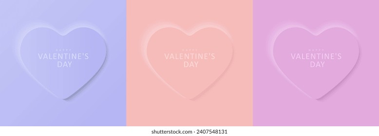 Set of vector minimalistic Valentine's Day cards with heart and inscription