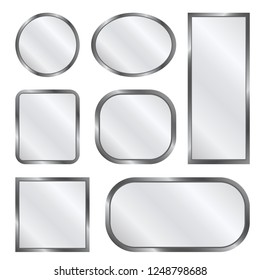 A set of vector mirrors of various shapes. Flat design.