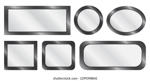 A set of vector mirrors of various shapes. Flat design.