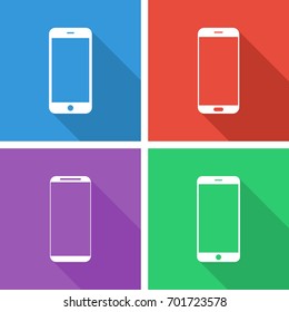Set of vector mobile phones icons. Flat design.
