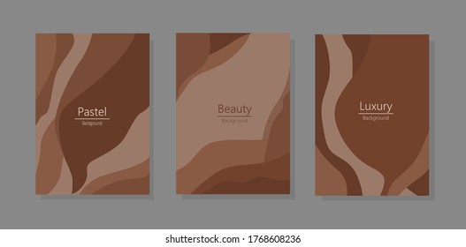 Set of vector mockup flyers. Luxury figures. pastel chocolate colors. Abstraction