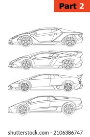 set of vector models of super cars (part 2). Top to bottom: Lamborghini Centenario, Lamborghini Veneno, Lamborghini Diablo, Lamborghini Murcielago.