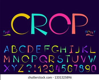 Set of vector modern abstract font and alphabet. Typography crop style neon font set for logo, poster, invitation or clothing design.